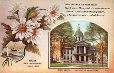 Postcard with state flower and state capitol